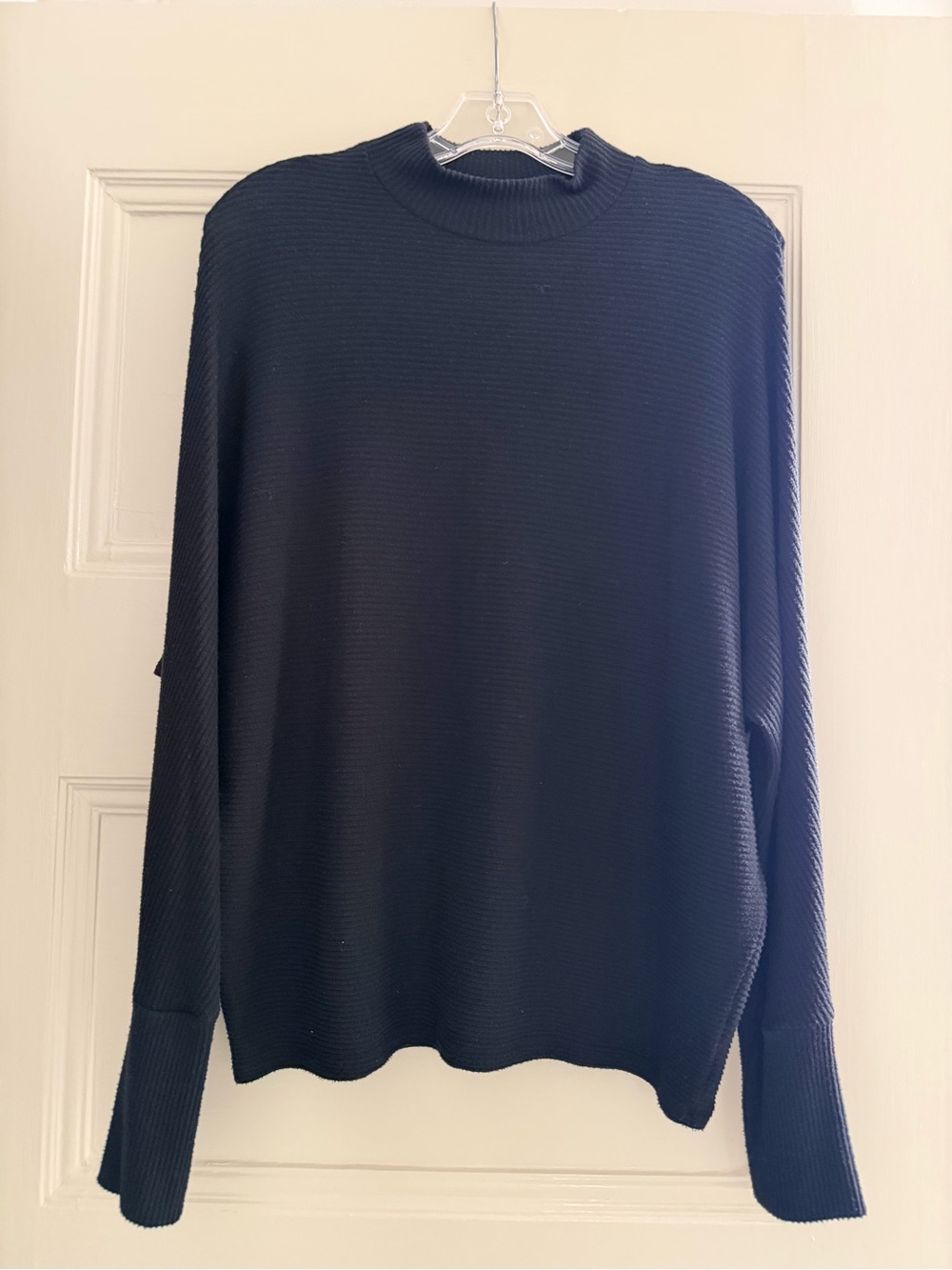 bp Black Ribbed Dolman Long Sleeve Mock Neck Sweater - Small